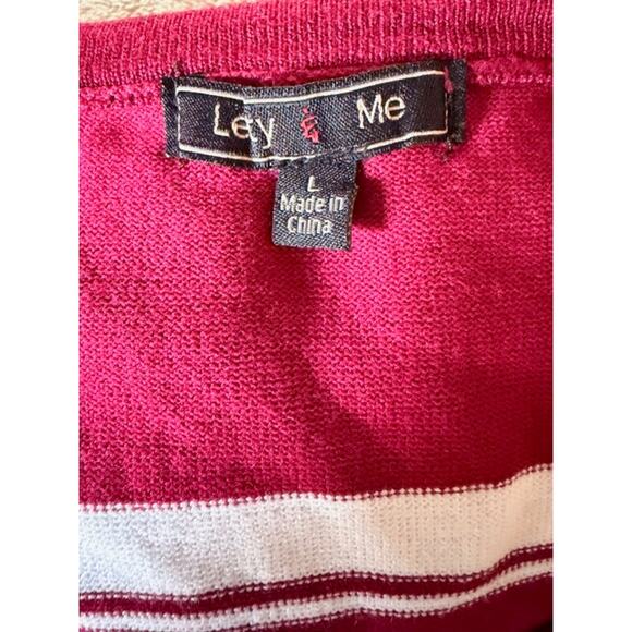 Ley & Me Red/White Striped Lightweight Sweater – Size Large - Picture 4 of 6